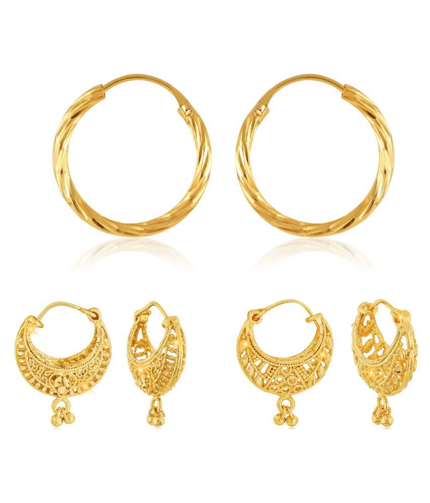     			Vighnaharta Elegant Twinkling Beautiful Gold Plated Clip on Bucket,basket and Chand Bali earring Combo For Women and Girls -VFJ1137-1138-1317ERG