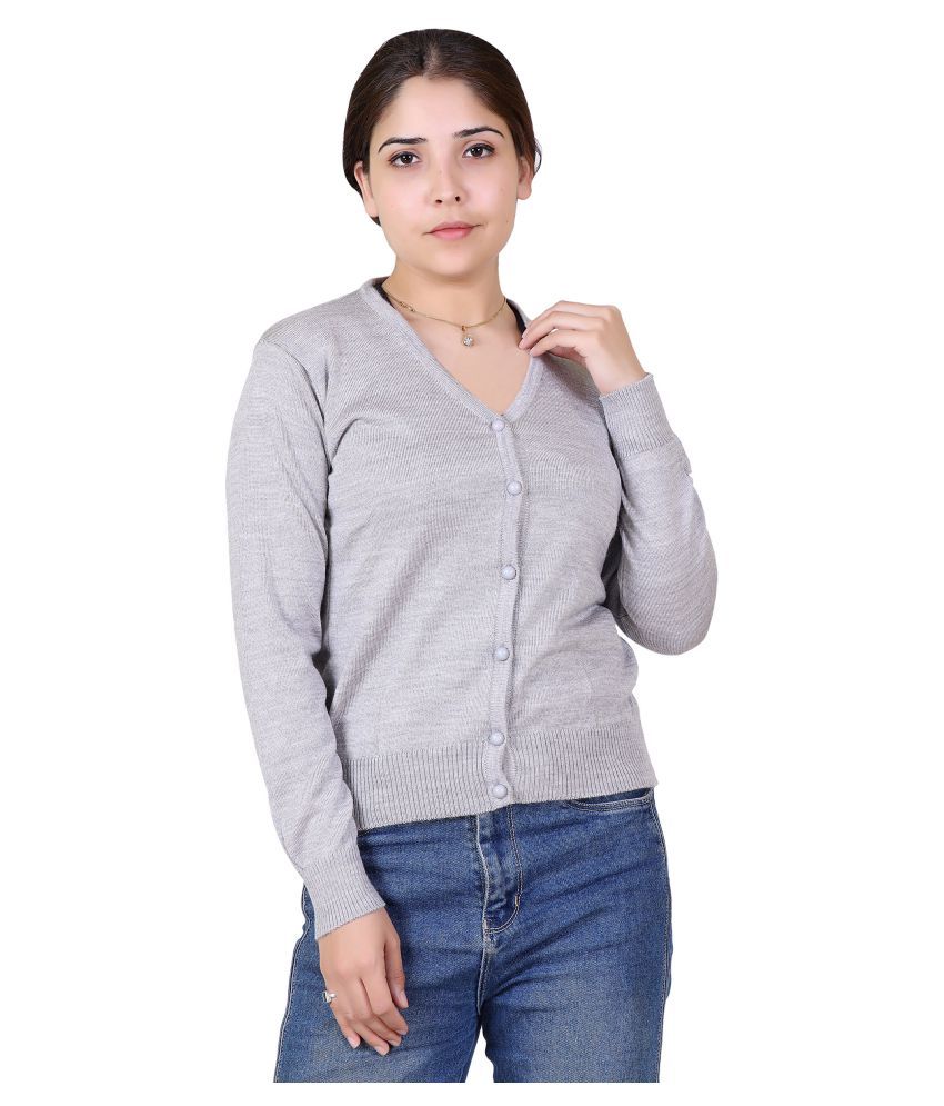     			Varenyam Acrylic Grey Cardigans Dress - Single