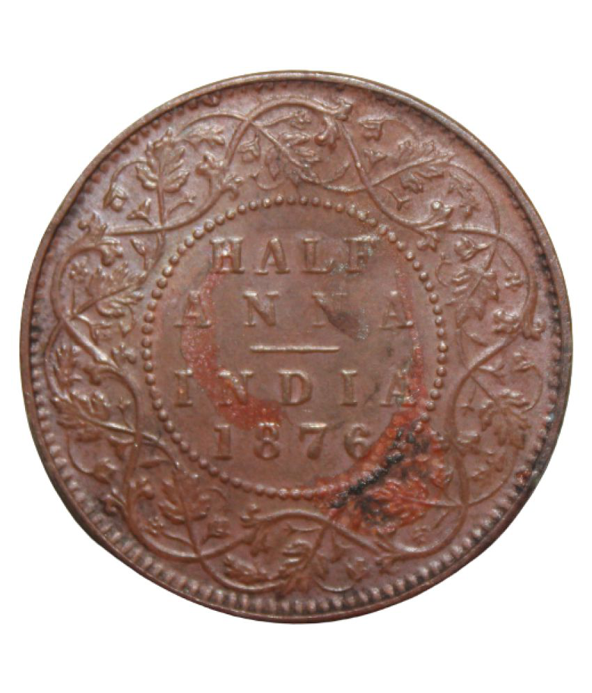     			#1 - Half Anna 1876 - Queen East India Company Old and Rare Coin