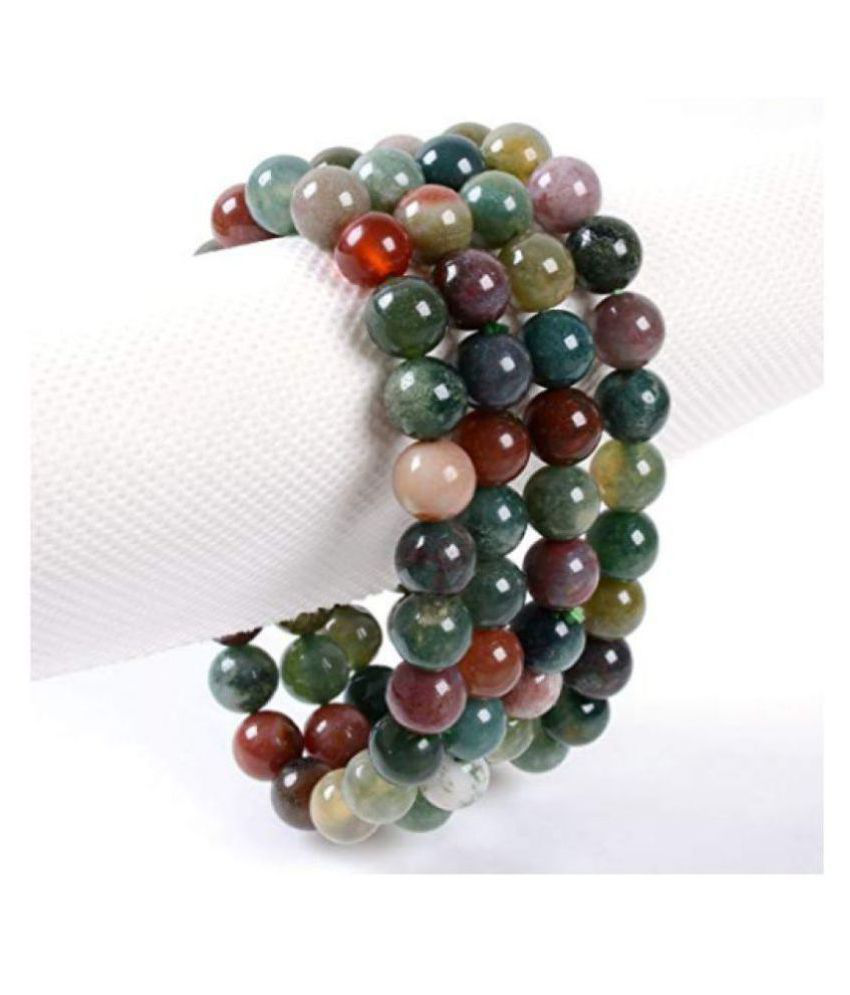     			8mm Green and Multi Colour Indian Agate Natural Agate Stone Bracelet