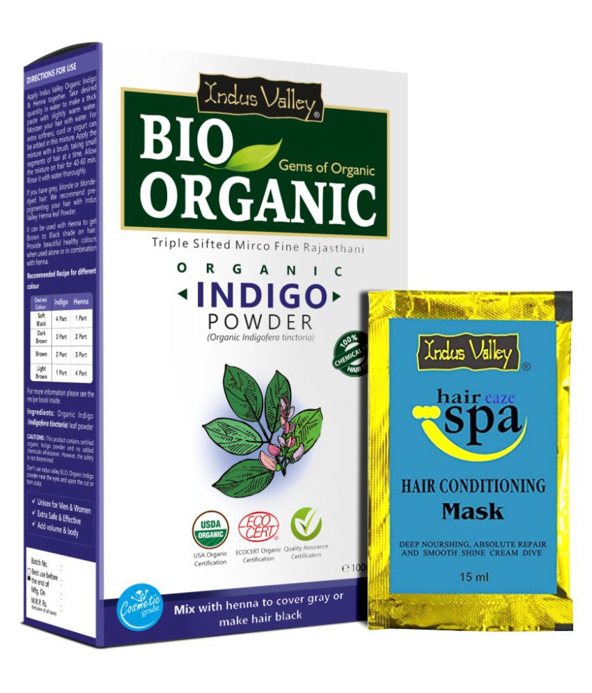 Indus Valley Pure Organic Indigo Powder 100gm with Eaze Hair Spa Sachet