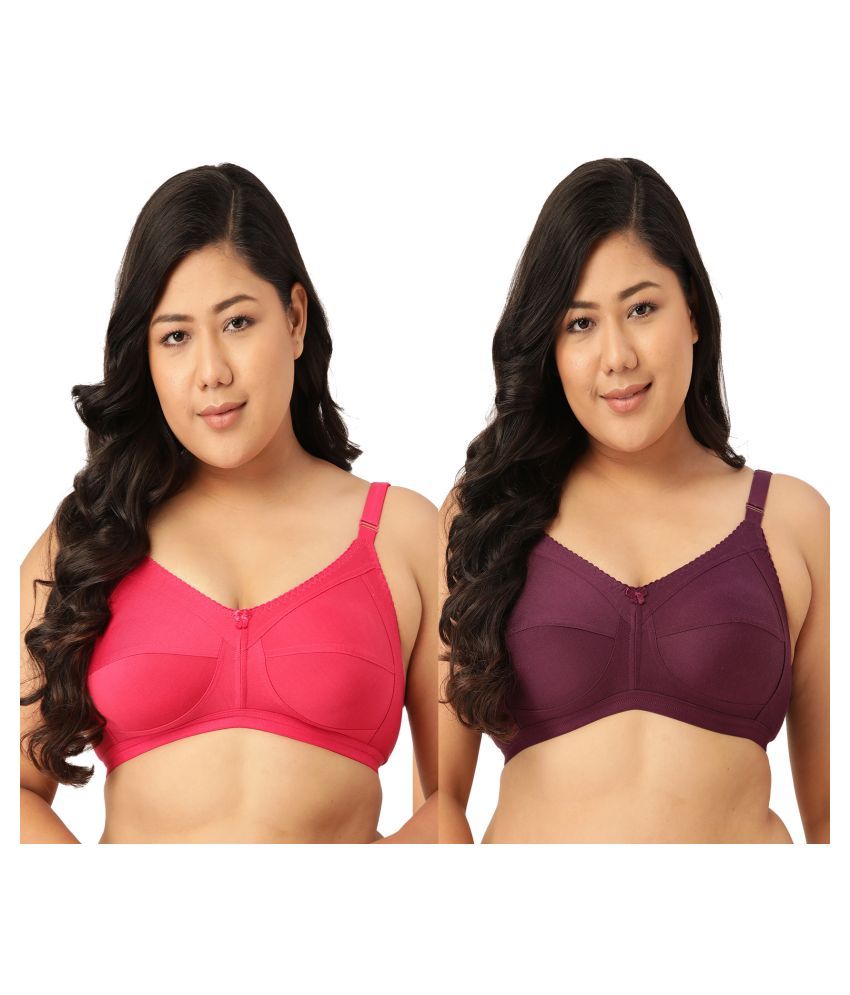     			Leading Lady Pack of 2 Cotton Non Padded Women's T-Shirt Bra ( Multi Color )