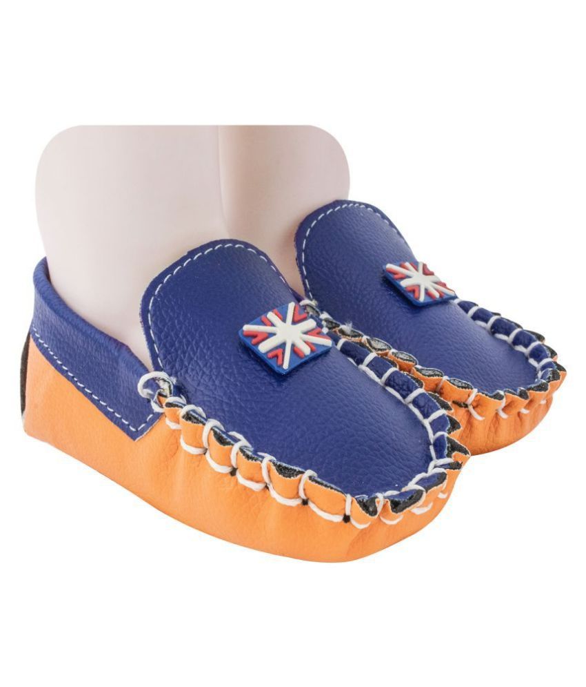     			Neska Moda Baby Boys Orange & Blue Rexine Loafers/Shoes for 6 to 12 Months