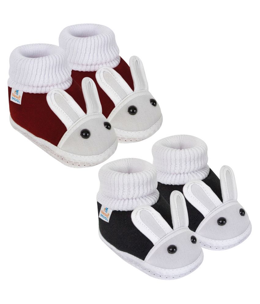     			Neska Moda Baby Girls Set Of 2 Pair Booties for 18 to 24 Months (Maroon,Black) -BT193andBT194