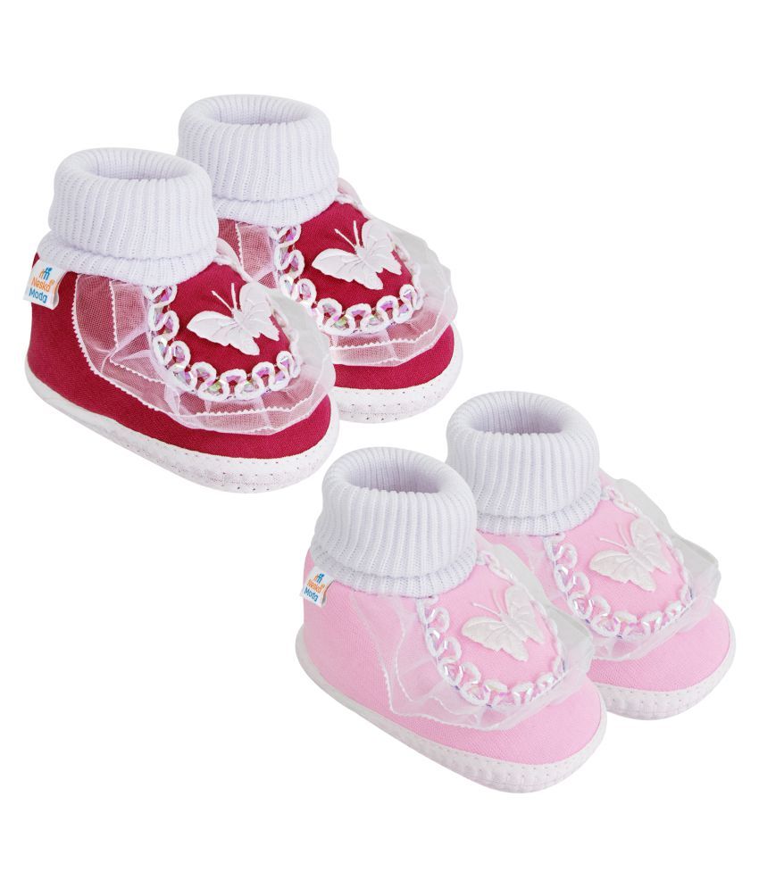     			Neska Moda Baby Girls Set Of 2 Pair Booties for 9 to 12 Months (Maroon,Pink) -BT17andSK179