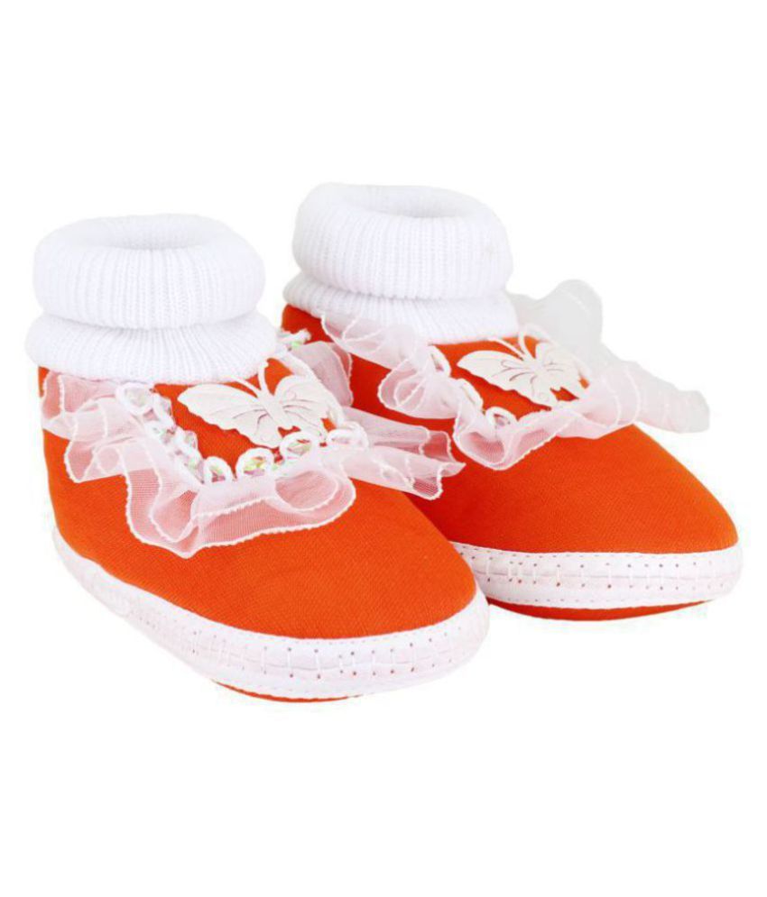     			Neska Moda Baby Unisex Frill Butterfly Baby Pink Booties/Shoes For 0 To 12 Months Infants-SK179