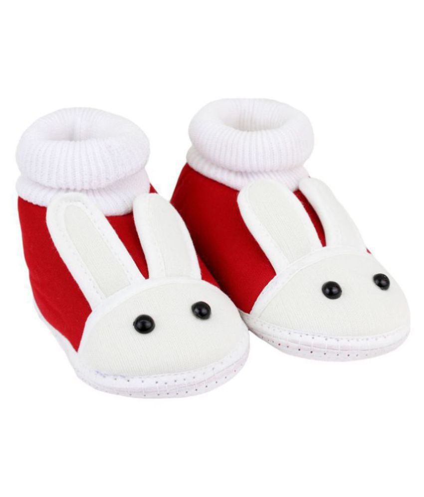 Neska Moda Baby Unisex Rabbit Red Booties/Shoes For 0 To 12 Months Infants-SK130
