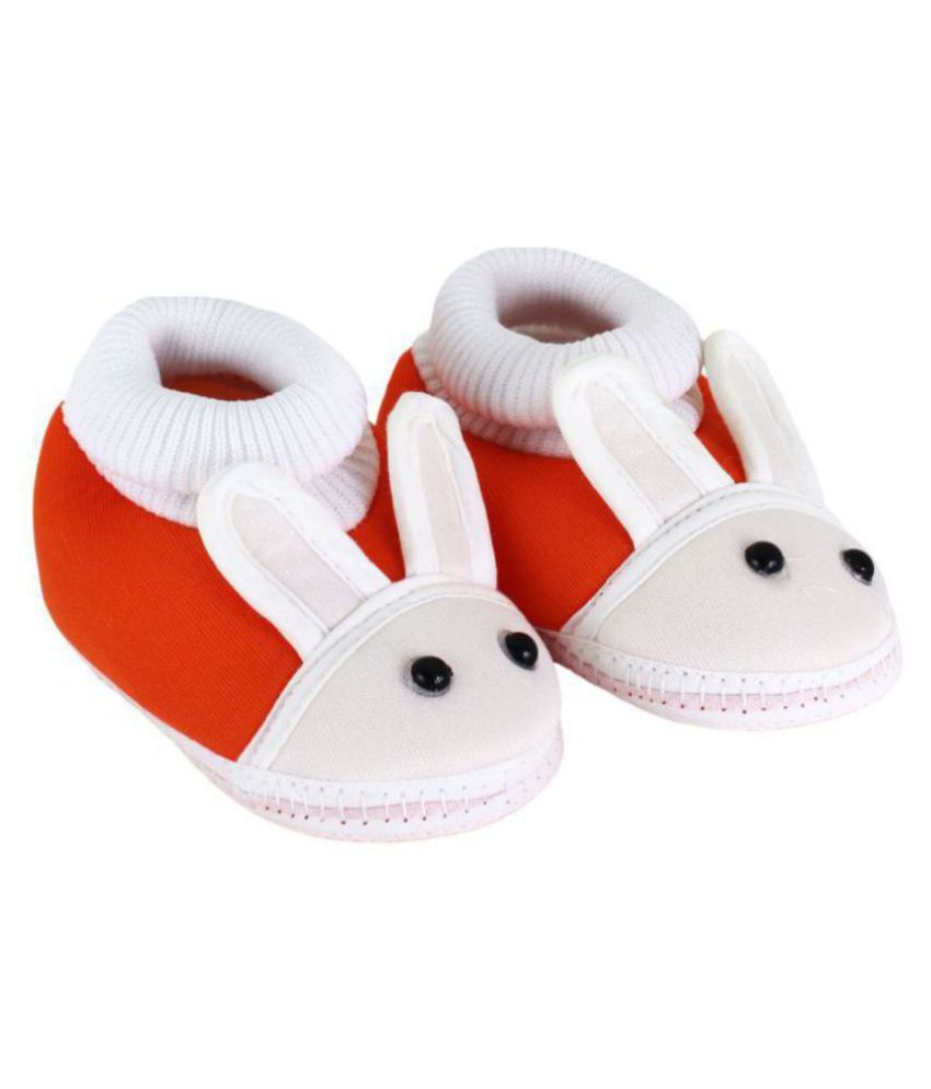     			Neska Moda Baby Unisex Rabbit Orange Booties/Shoes For 0 To 12 Months Infants-SK177