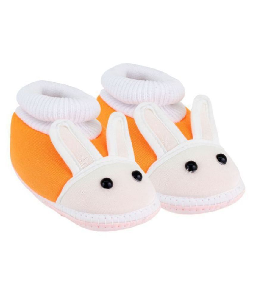     			Neska Moda Baby Unisex Rabbit Orange Booties/Shoes For 0 To 12 Months Infants-SK131