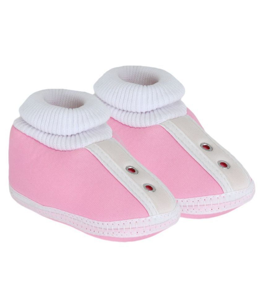 Neska Moda Baby Unisex Studd Baby Pink Booties/Shoes For 0 To 12 Months Infants-SK180