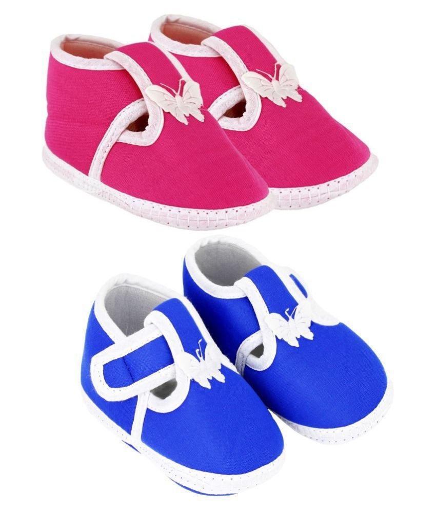     			Neska Moda Unisex Set Of 2 Booties For 6 To 12 Months (Pink,Blue)