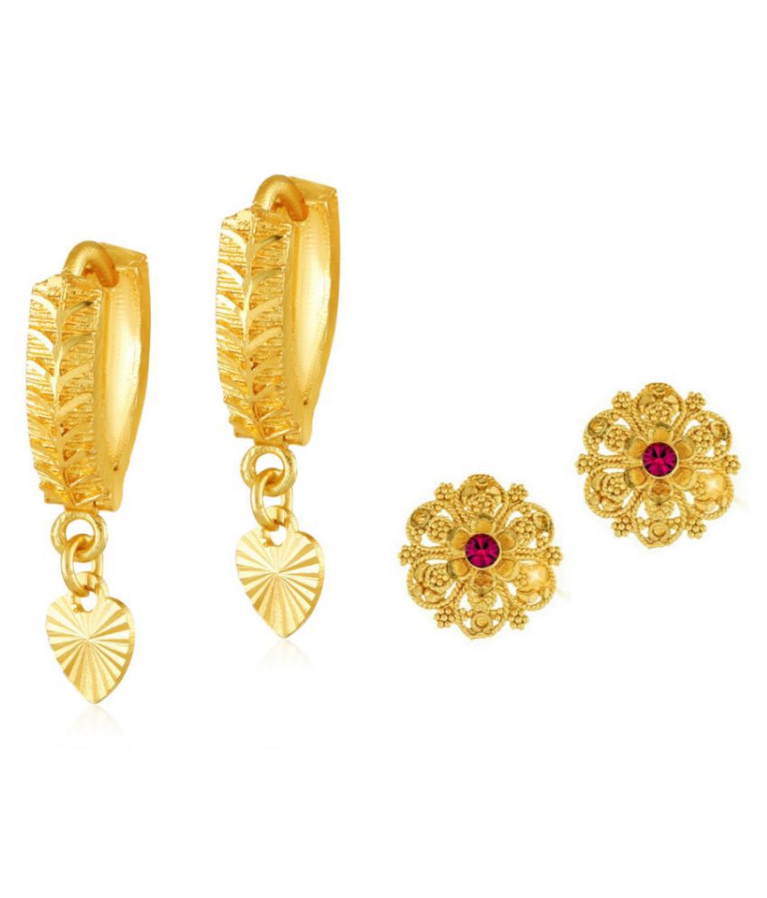     			Vighnaharta Shimmering Beautiful Gold Plated Clip on Bucket,basket Chand Bali and Screw Stud  earring Combo For Women and Girls -VFJ1140-1447ERG