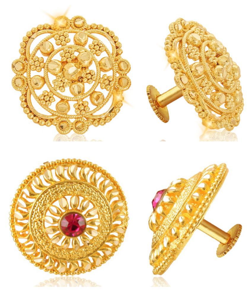     			Vighnaharta Sizzling Charming Alloy Gold Plated Stud Earring Combo set For Women and Girls  Pack of- 2 Pair Earrings- VFJ1124-1398ERG