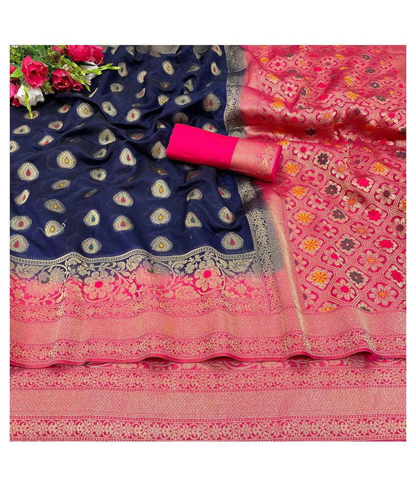     			Darshita International - Multicolor Banarasi Silk Saree With Blouse Piece (Pack of 1)