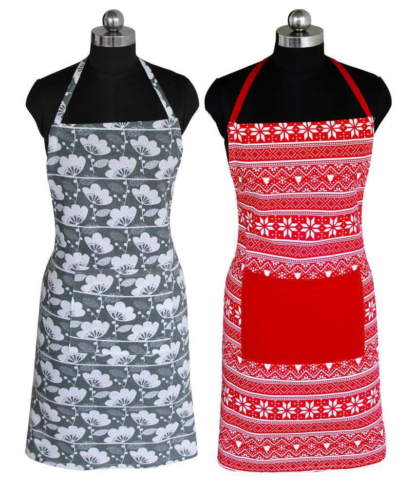     			Feather Green Set of 2 Multi Printed Cotton Apron