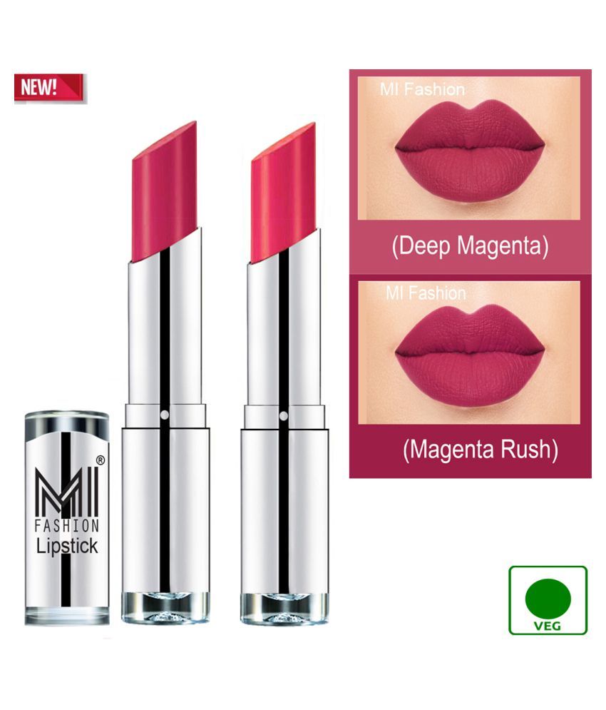     			MI FASHION 100% Veg Soft Matte Long Stay Lipstick Magenta Magenta Pack of 2 7 g