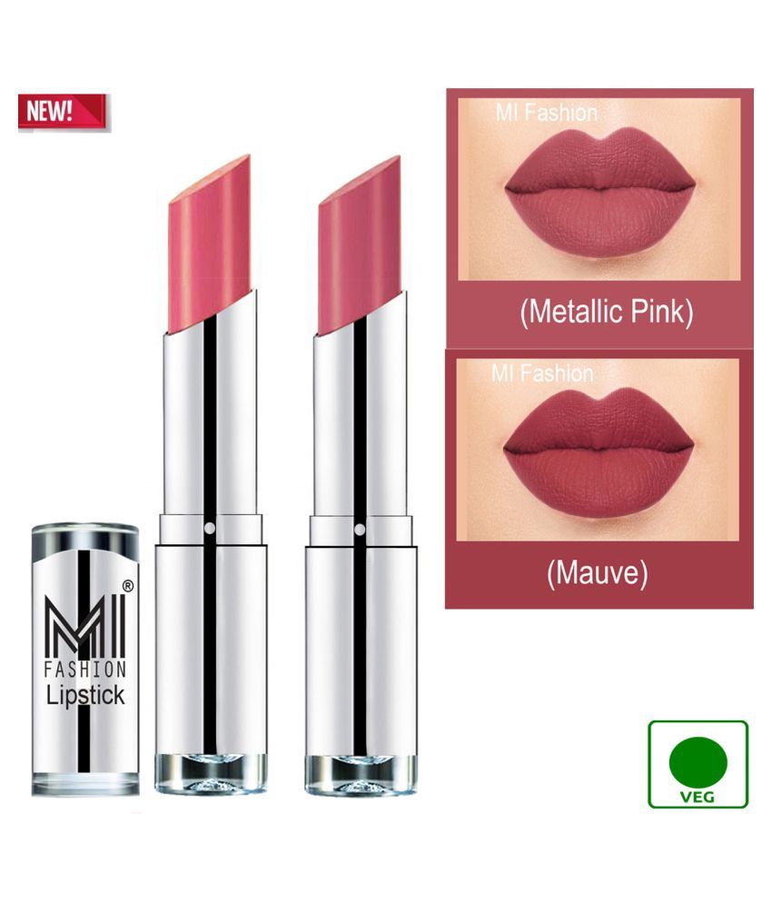     			MI FASHION 100% Veg Soft Matte Long Stay Lipstick Mauve Nude Pack of 2 7 g