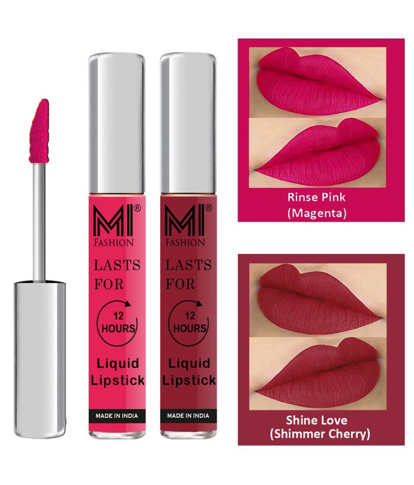     			MI FASHION Highly pigmented Lip Gloss Liquid Lipstick Shimmer Cherry Magenta Pack of 2 6 mL