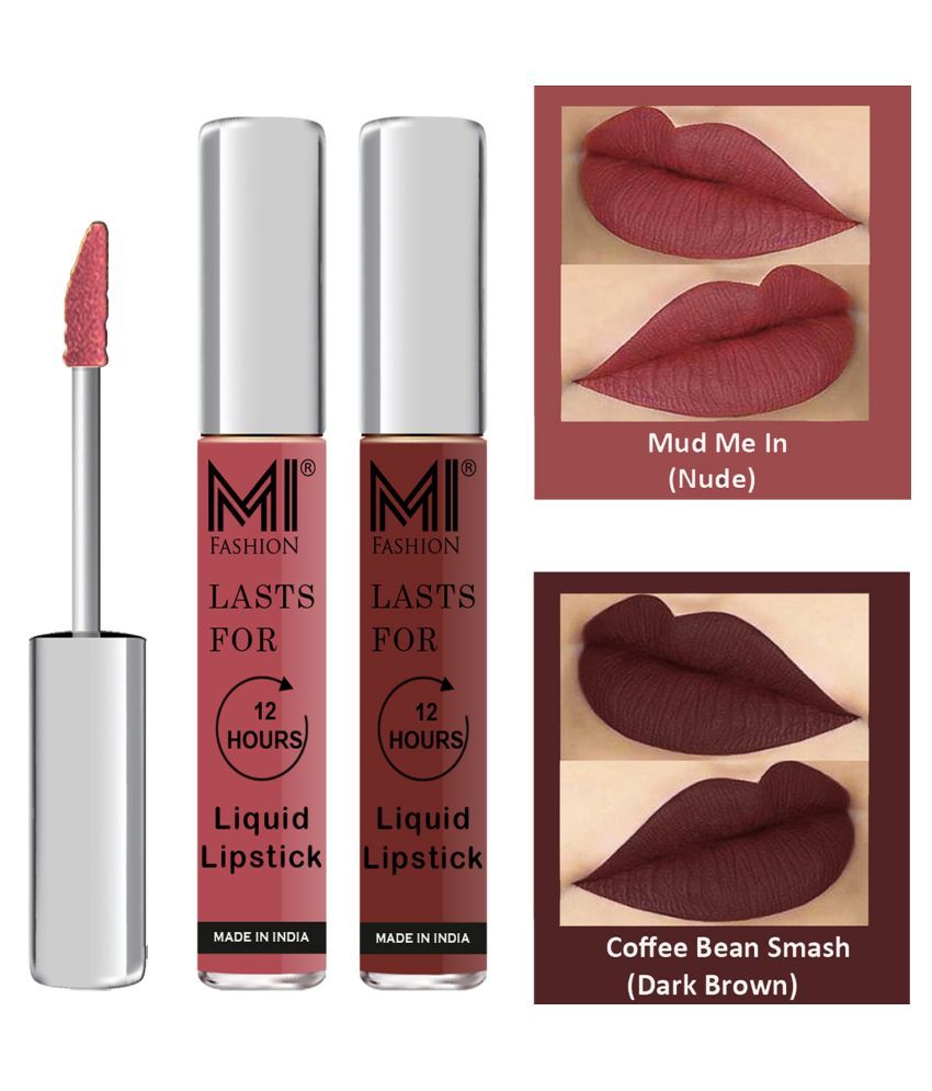     			MI FASHION Highly pigmented Lip Gloss Liquid Lipstick Dark Brown Nude Pack of 2 6 mL