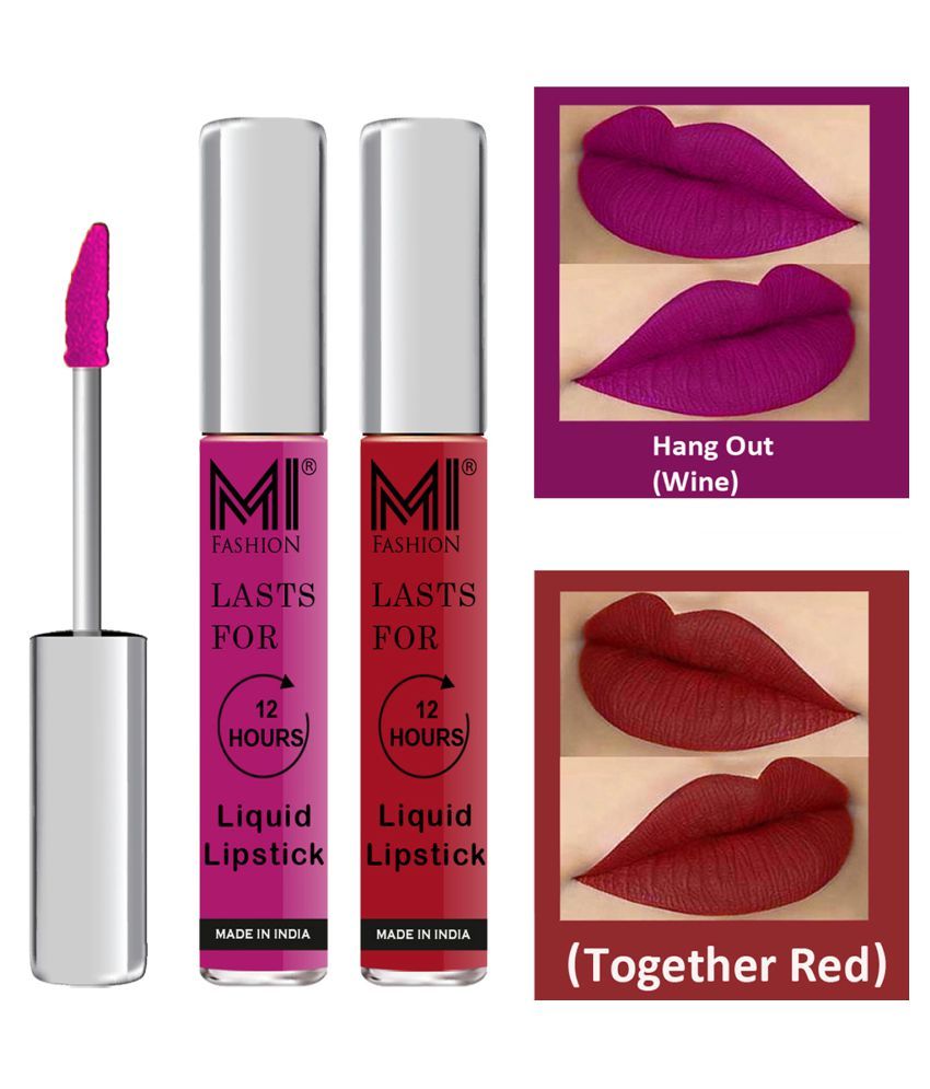     			MI FASHION Highly pigmented Lip Gloss Liquid Lipstick Together Red Wine Pack of 2 6 mL