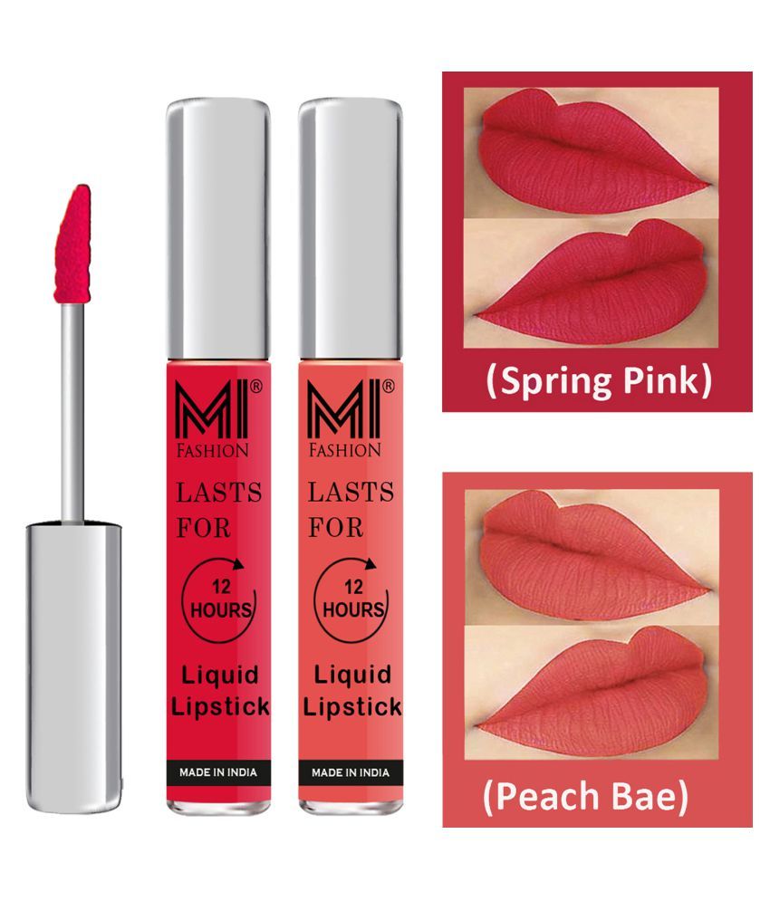     			MI FASHION Highly pigmented Lip Gloss Liquid Lipstick Peach Bae Pink Pack of 2 6 mL