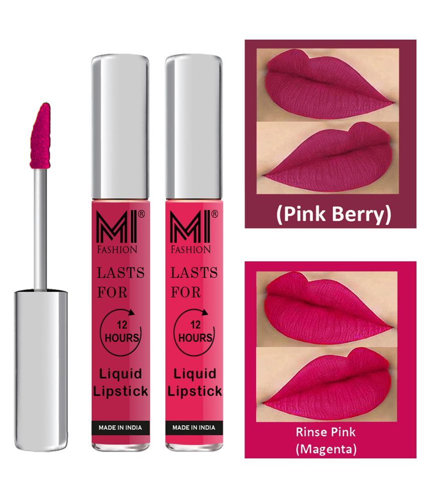     			MI FASHION Highly pigmented Lip Gloss Liquid Lipstick Magenta Pink Pack of 2 6 mL