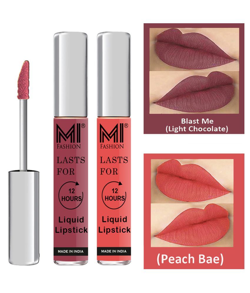     			MI FASHION Highly pigmented Lip Gloss Liquid Lipstick Peach Bae Chocolate Pack of 2 6 mL