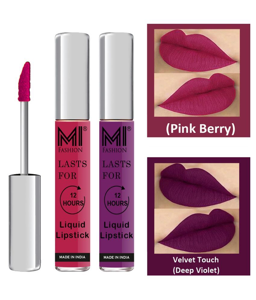     			MI FASHION Highly pigmented Lip Gloss Liquid Lipstick Deep Violet Pink Pack of 2 6 mL