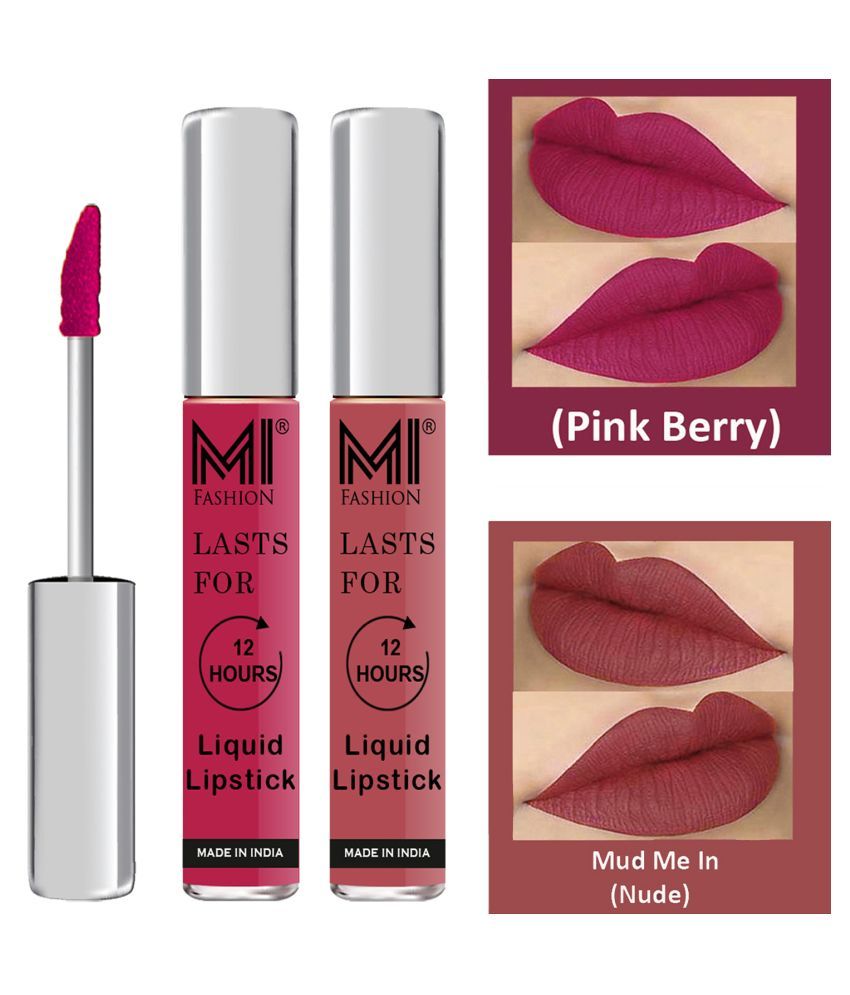     			MI FASHION Highly pigmented Lip Gloss Liquid Lipstick Nude Pink Pack of 2 6 mL