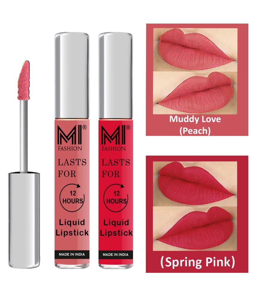     			MI FASHION Highly pigmented Lip Gloss Liquid Lipstick Spring Pink Peach Pack of 2 6 mL