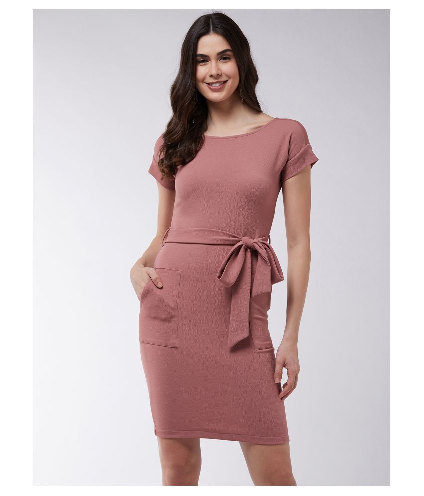     			Zima Leto Polyester Pink Fit And Flare Dress - Single