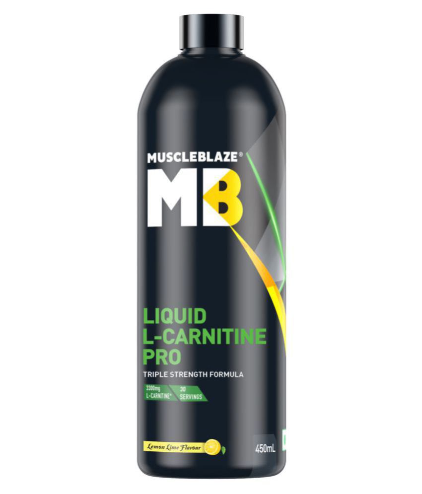 MuscleBlaze Liquid L-Carnitine PRO, Triple Strength Formula, 3300 mg L- Carnitine (Lemon Lime, 450 ml)