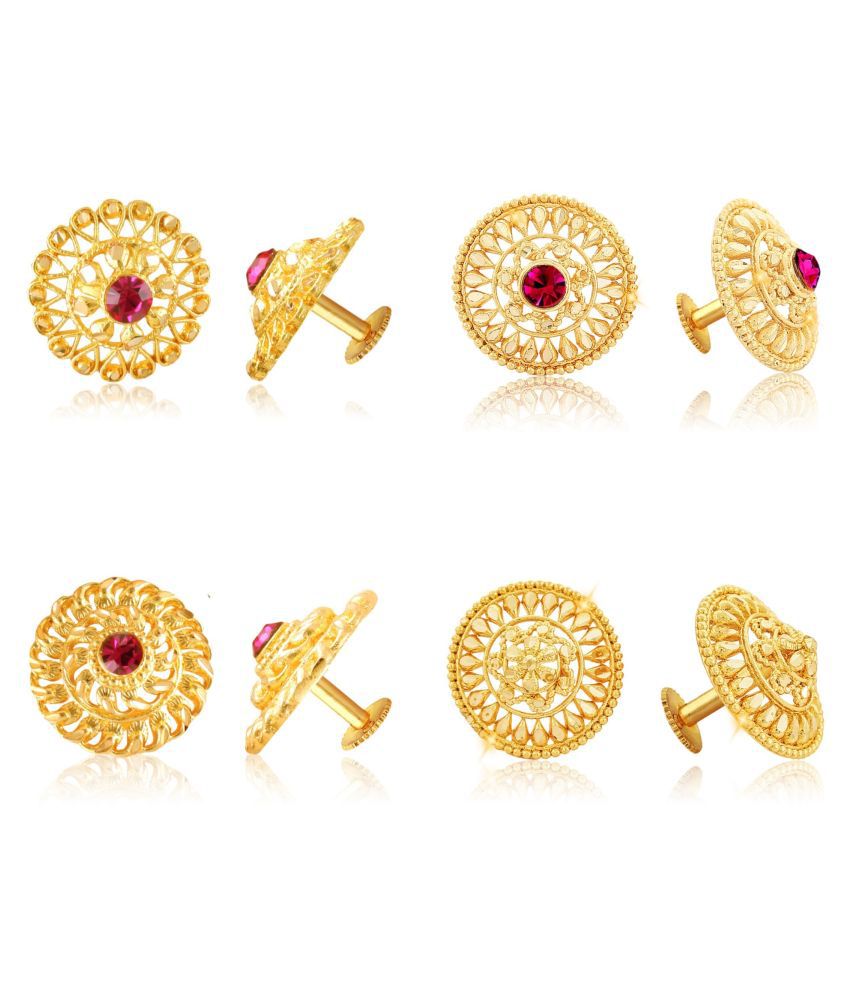     			Vighnaharta Sizzling Graceful Alloy Gold Plated Stud Earring Combo set For Women and Girls ( Pack of- 4 Pair Earrings)-VFJ1118-1123-1396-1400ERG