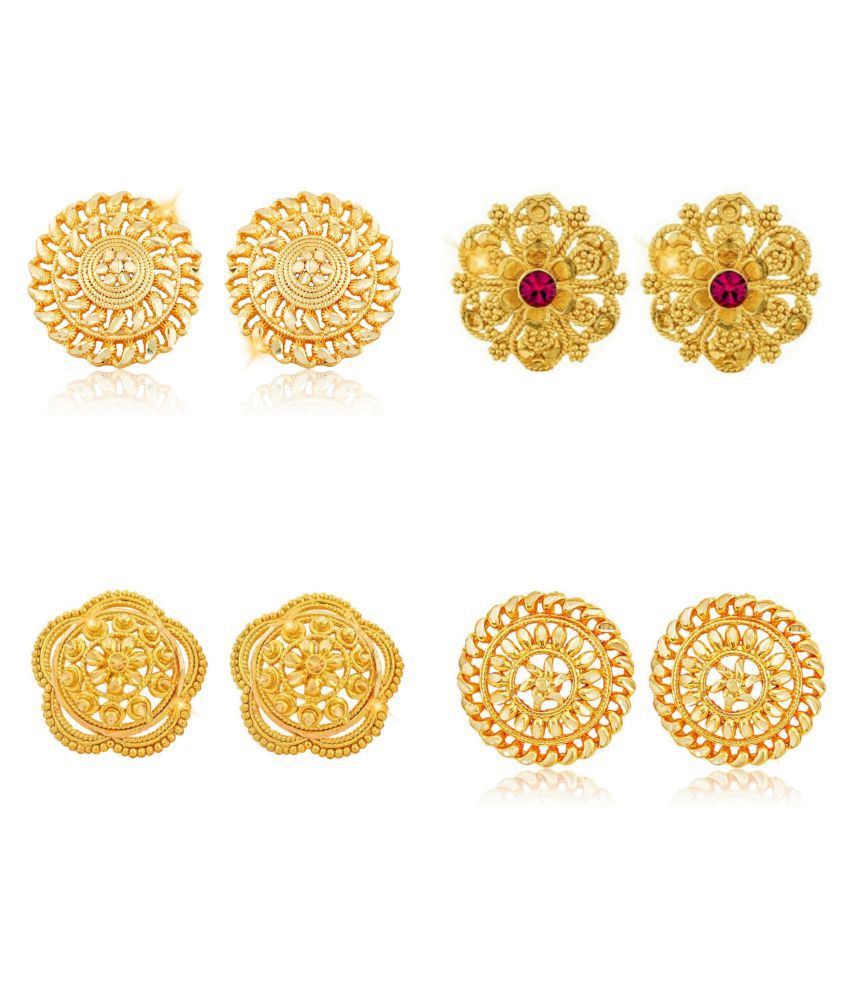     			Vighnaharta Twinkling Charming Alloy Gold Plated Stud Earring Combo set For Women and Girls ( Pack of- 4 Pair Earrings)-VFJ1171-1140-1117-1109ERG