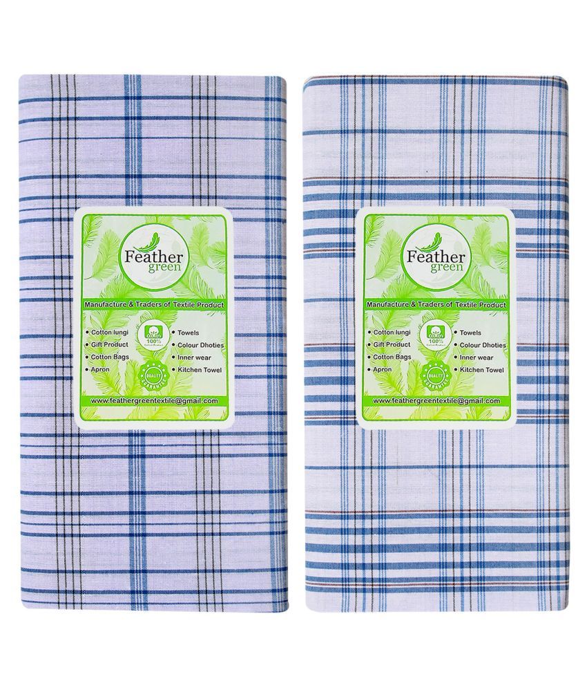     			Feather Green Multi Lungi Pack of 2