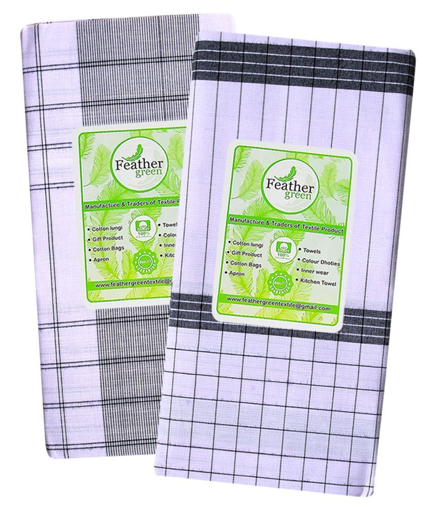     			Feather Green Multi Lungi Pack of 2