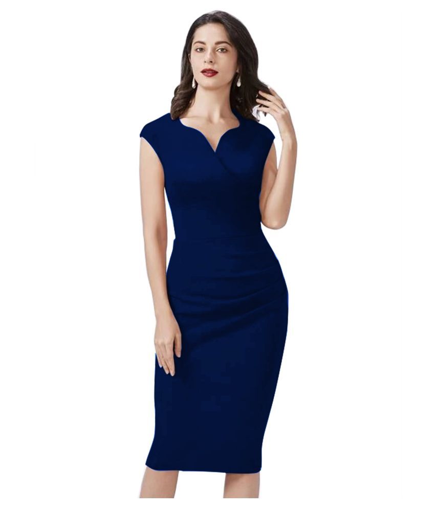     			ALEKYA Polyester Blue Bodycon Dress - Single