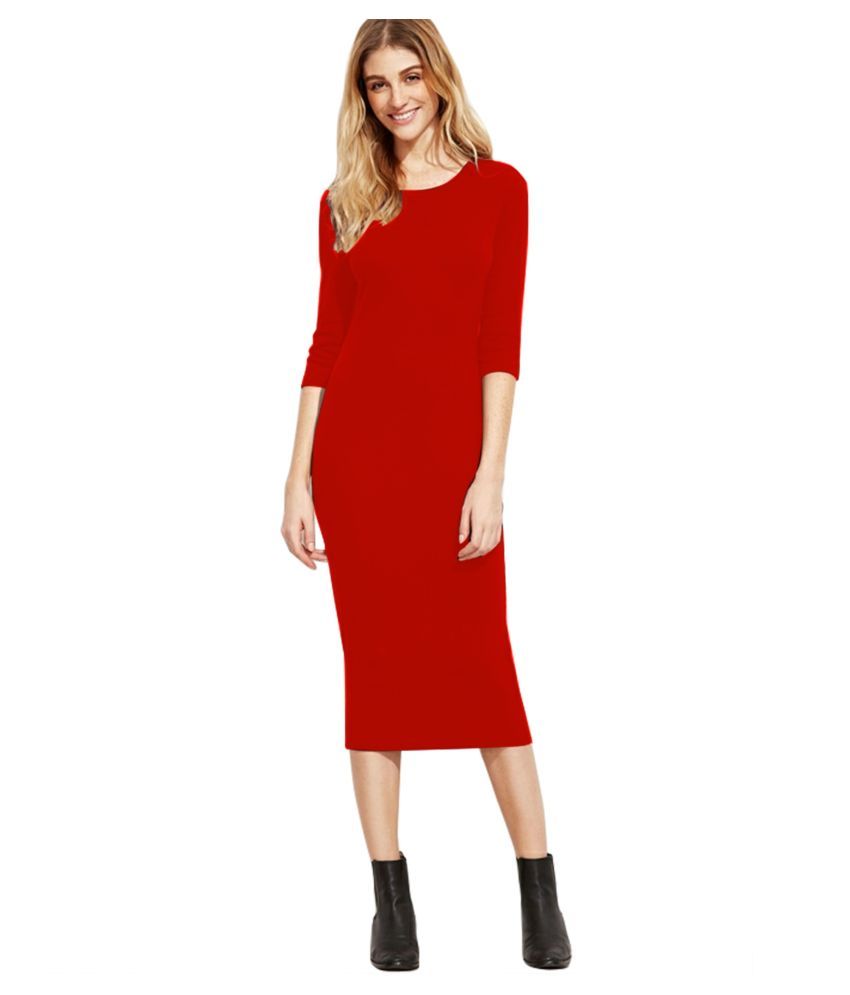     			ALEKYA Polyester Red Bodycon Dress - Single