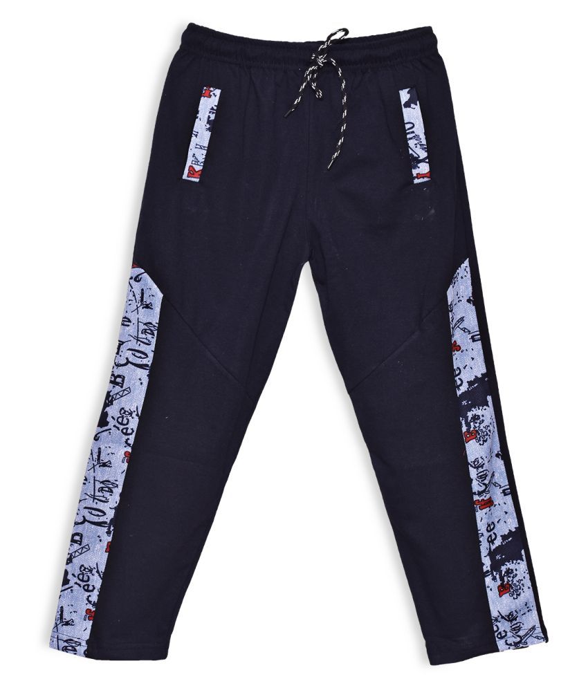     			Fashionable navy blue color track pant in 100% cotton for kids