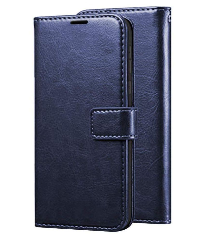     			Realme X7 Flip Cover by Kosher Traders - Blue Leather Stand Case