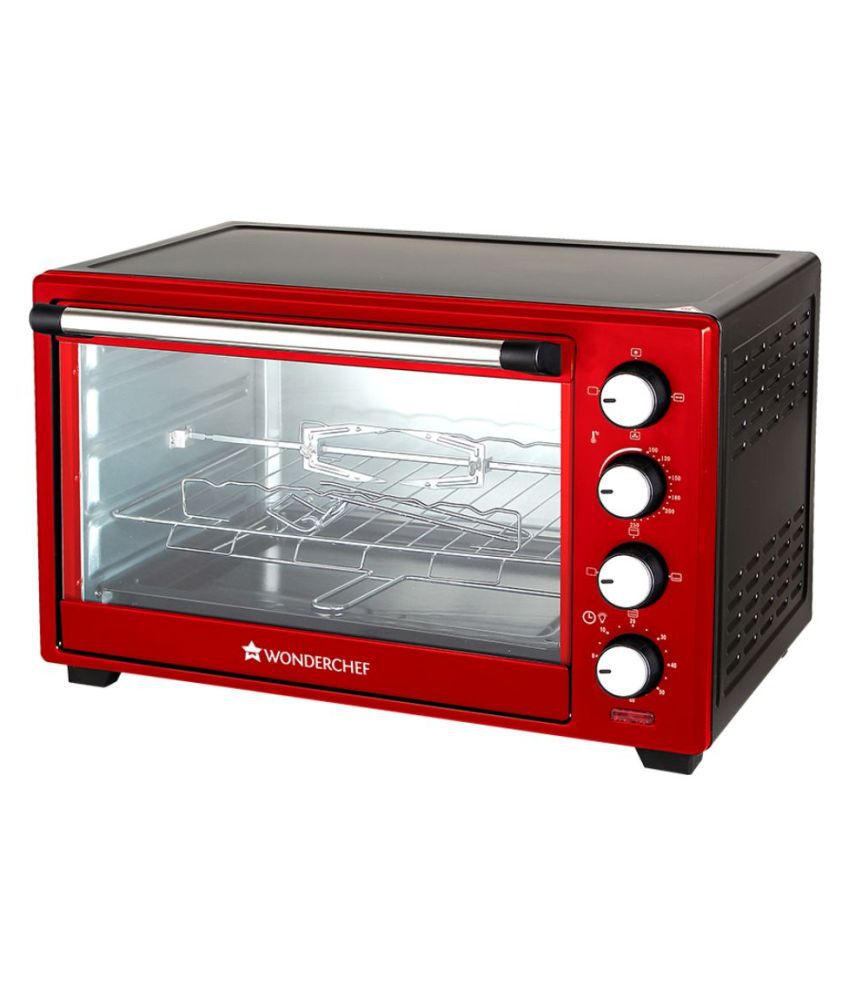 Wonderchef Crimson Edge - 28Litres OTG - With Auto-Shut Off, Heat-Resistant Tempered Glass, Multi-Stage Heat Selection, 2 Years Warranty, 1600W, Red