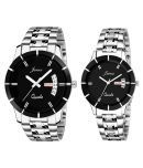 Jainx Black Day and Date Functioning Dial Analogue Couple's Watch