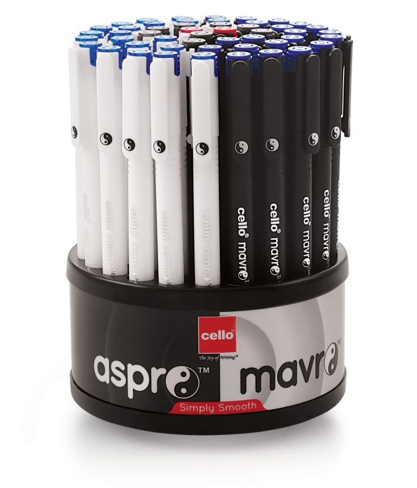     			Cello Aspro Mavro Ball Pen (50 Pens stand) | For office and school use | Lightweight body ideal for longer writing duration | Stylish white & black matte body