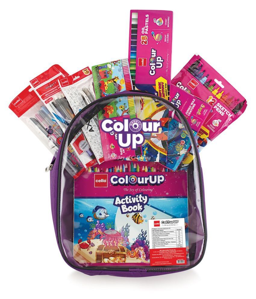     			Cello ColourUP Hobby Bag for Kids | Drawing Kit | Stationery Kit | Best for Gifting | Oil Pastel (25 Units) | Jumbo Wax Crayon (12 Units) | Free Activity Book | 8 Assorted Items | Celebration Kit
