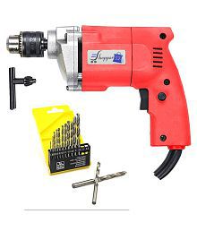 Shopper52-Powerful Simple Electric Drill Machine 10mm With Free 13Pcs HSS Drill Bits Combo