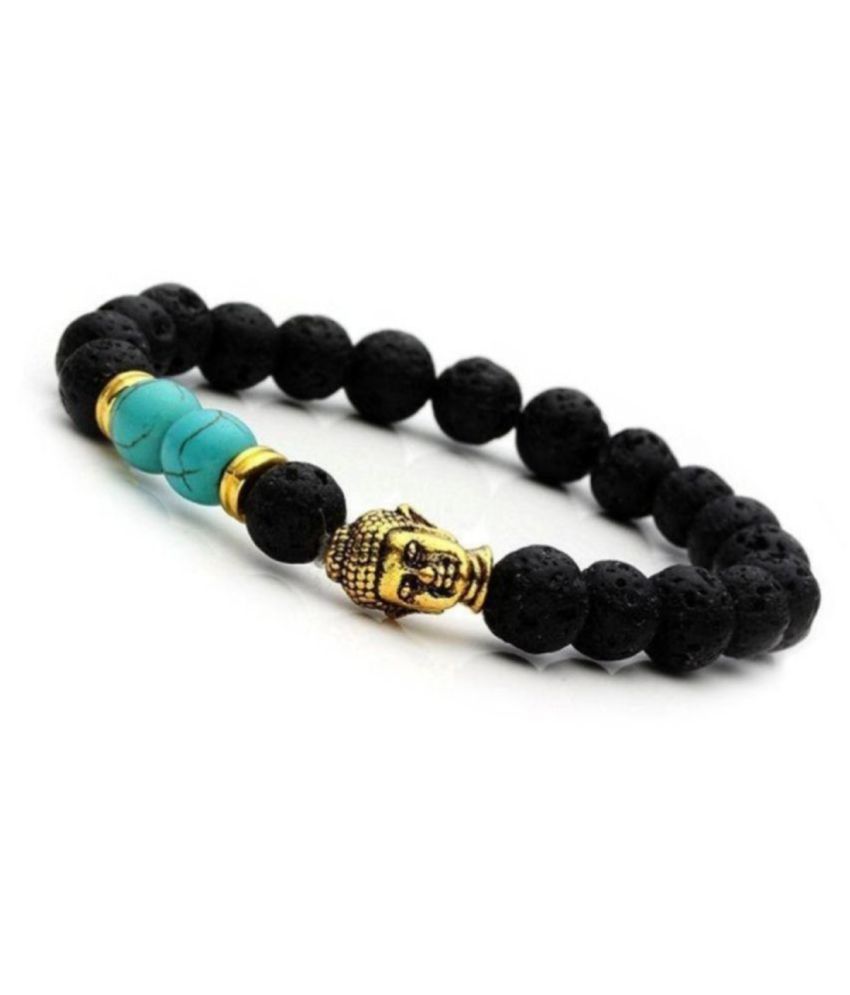     			Black Lava Stone Turquoise Beads Reiki Yoga Meditation Buddha Bracelet diffuser bracelet