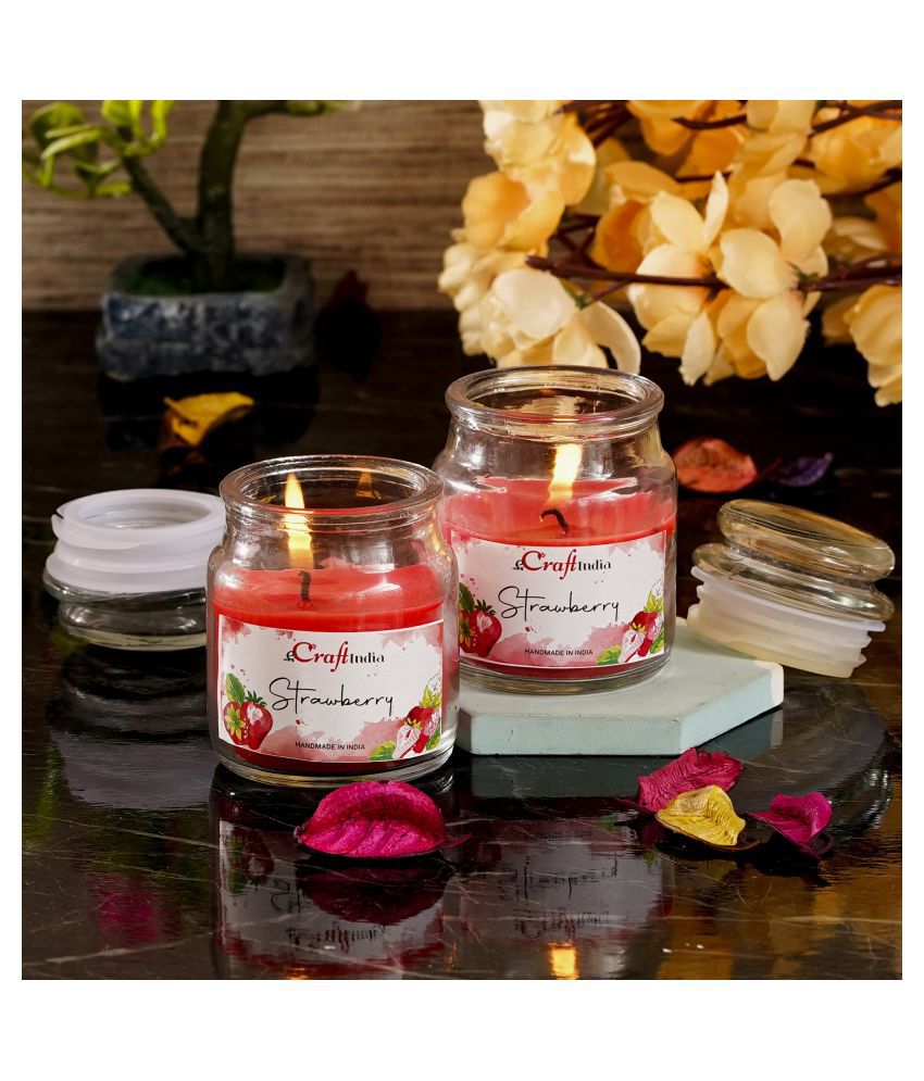     			eCraftIndia Strawberry Votive Jar Candle Scented - Pack of 2