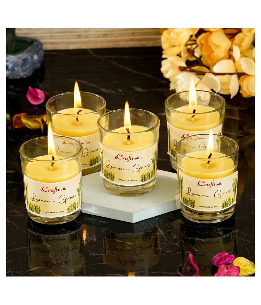     			eCraftIndia Lemon Grass Votive Glass Candle Scented - Pack of 5