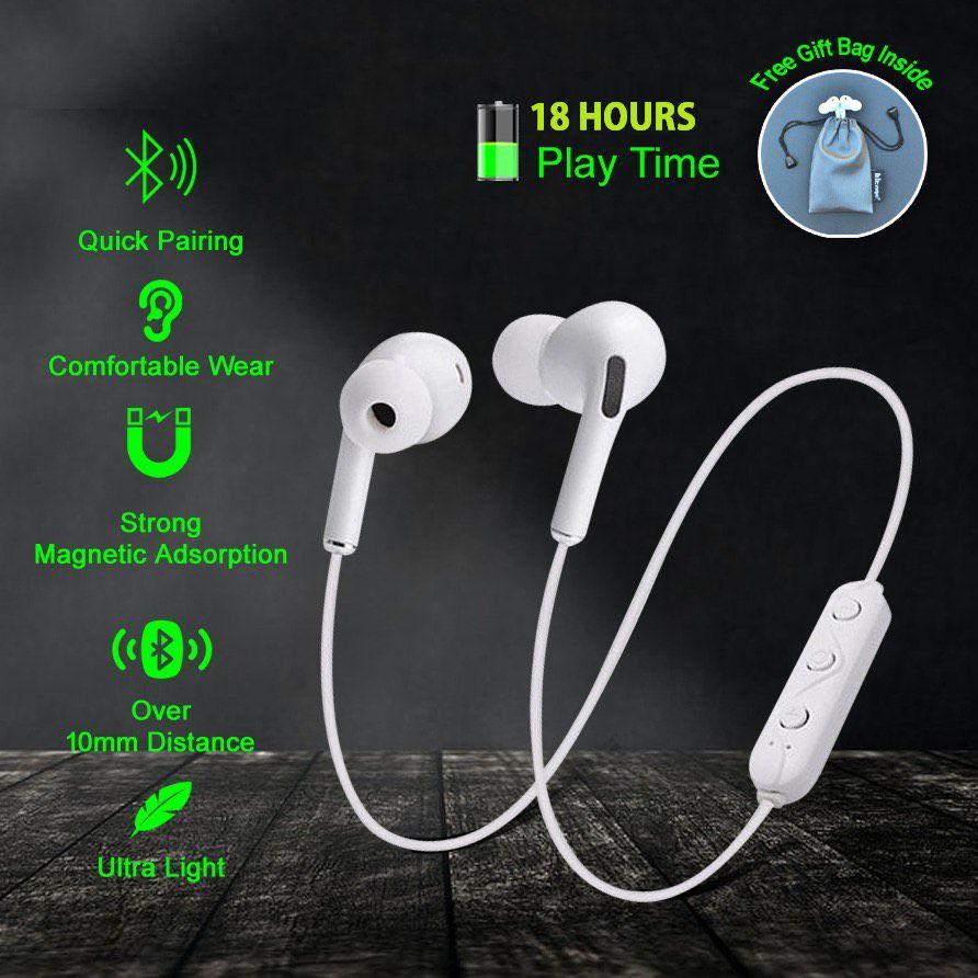 Hitage MBT-154 MAGNETIC 18 HOURS BATTERY BACKUP [ FEEL THE KICK ] Compatible ALL ANDROID AND IOS SYSTEM Wireless magnetic Neckband 18 Hours Music Playback With Bass Headphones/Earphones