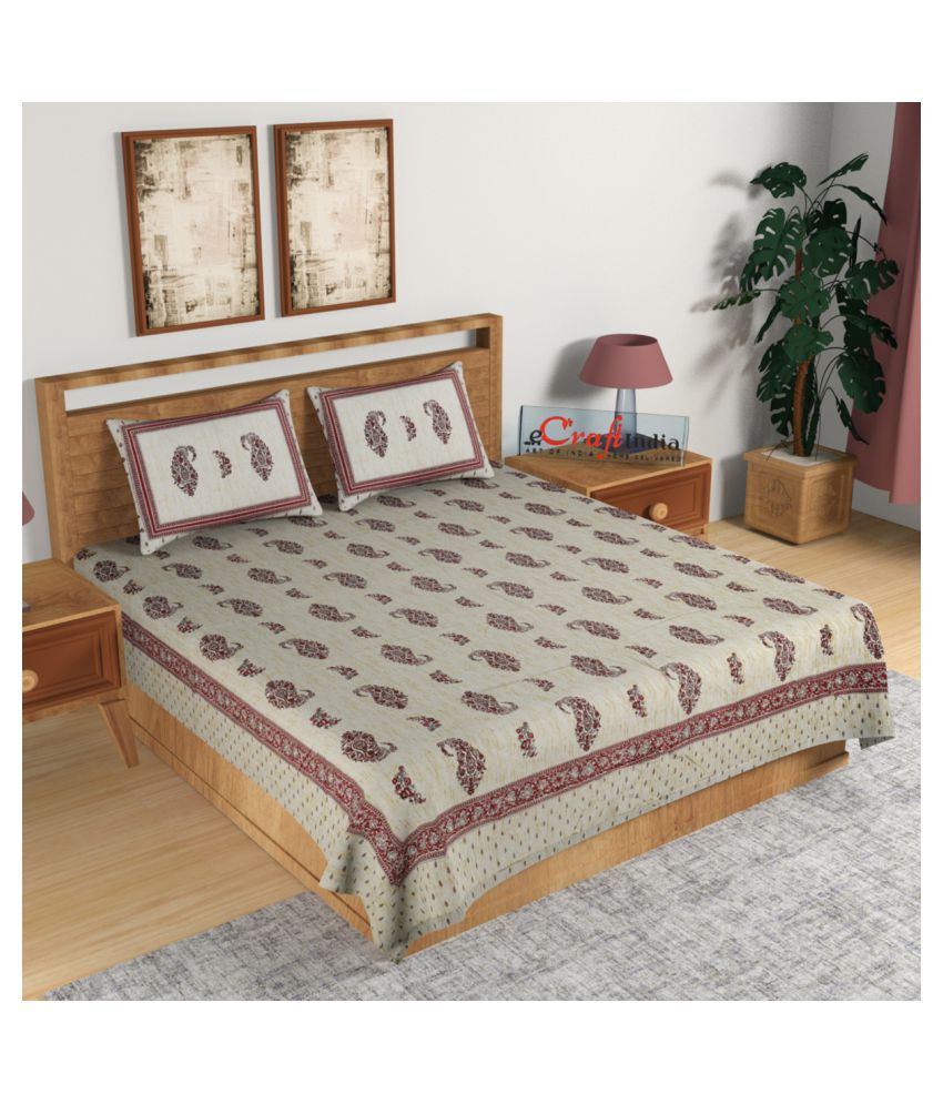     			eCraftIndia Cotton Double Bedsheet with 2 Pillow Covers ( 234 cm x 275 cm )